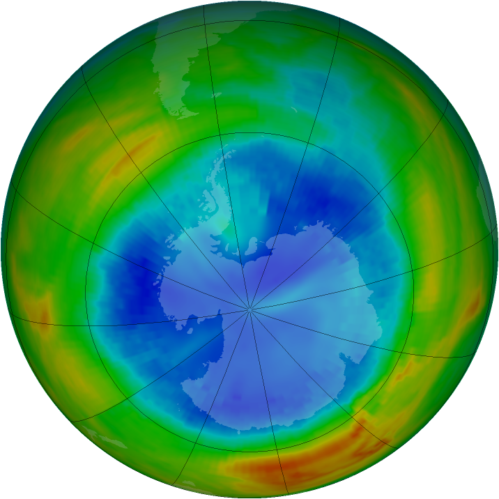 Antarctic ozone map for 26 August 1991